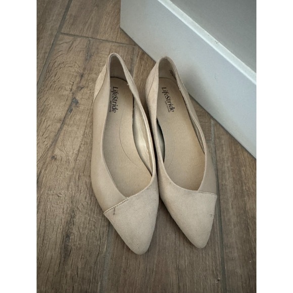 LifeStride Promise Womens 8.5 M Flats Platino Gold Pointed Toe Slip On Ballet - Picture 3 of 7